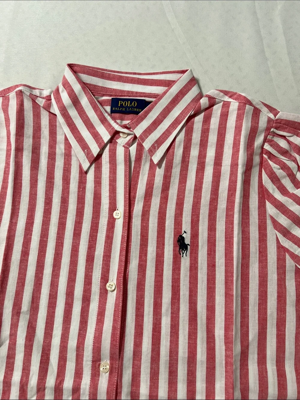Polo by Ralph Lauren Pink & White Striped Button-Down Shirt - Picture 3 of 3